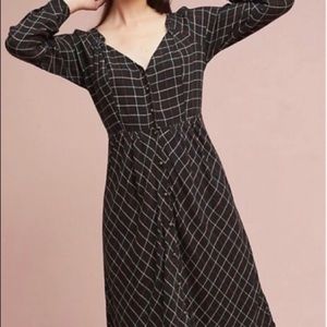 EUC Anthropologie black plaid midi dress sz 8